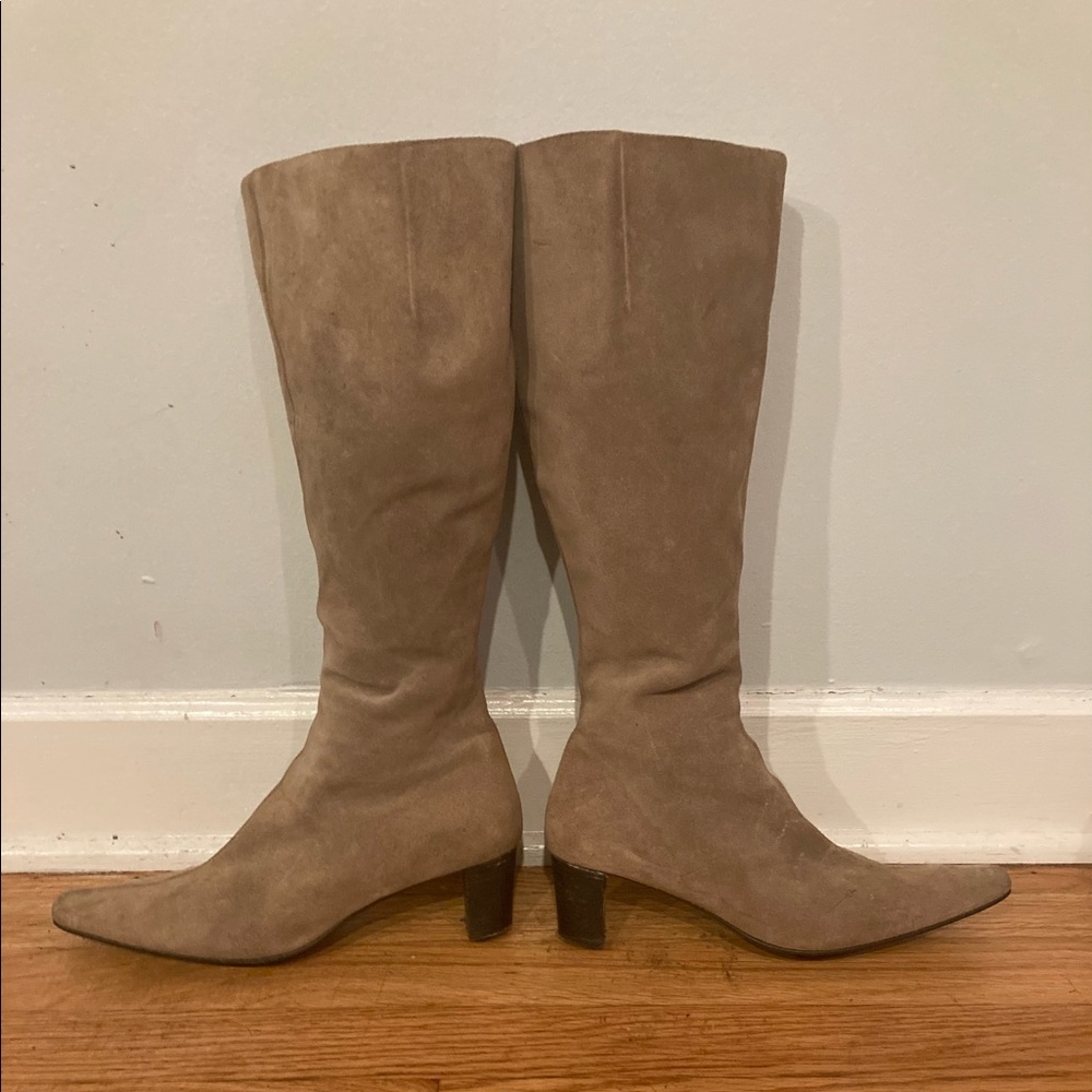 Boden leather and suede zip up heeled boots